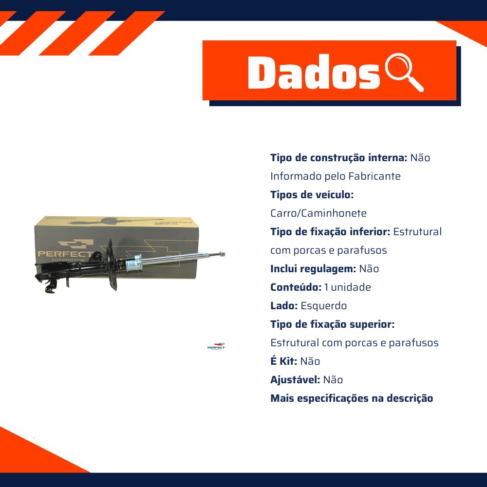 Amortecedor Dianteiro Esquerdo da Suspensão para Honda City e FIT - Perfect - AMD4755