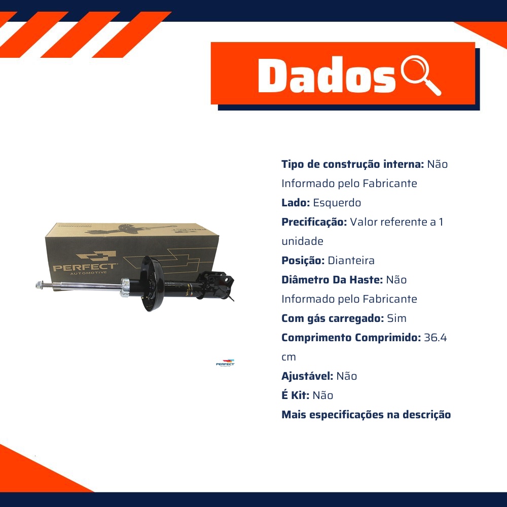 Amortecedor Dianteiro Esquerdo da Suspensão para Chevrolet Vectra - Perfect - AMD10104