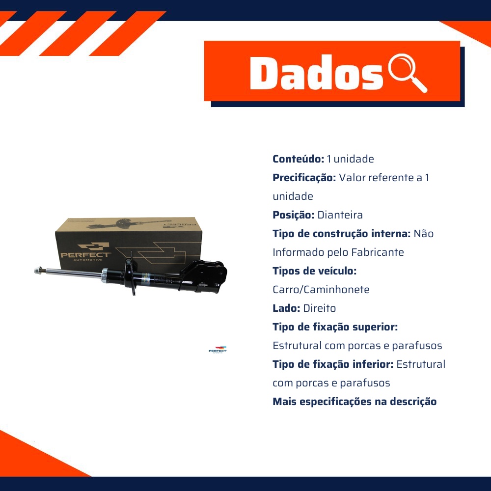 Amortecedor Dianteiro Direito da Suspensão para Ford Edge - Perfect - AMD0204