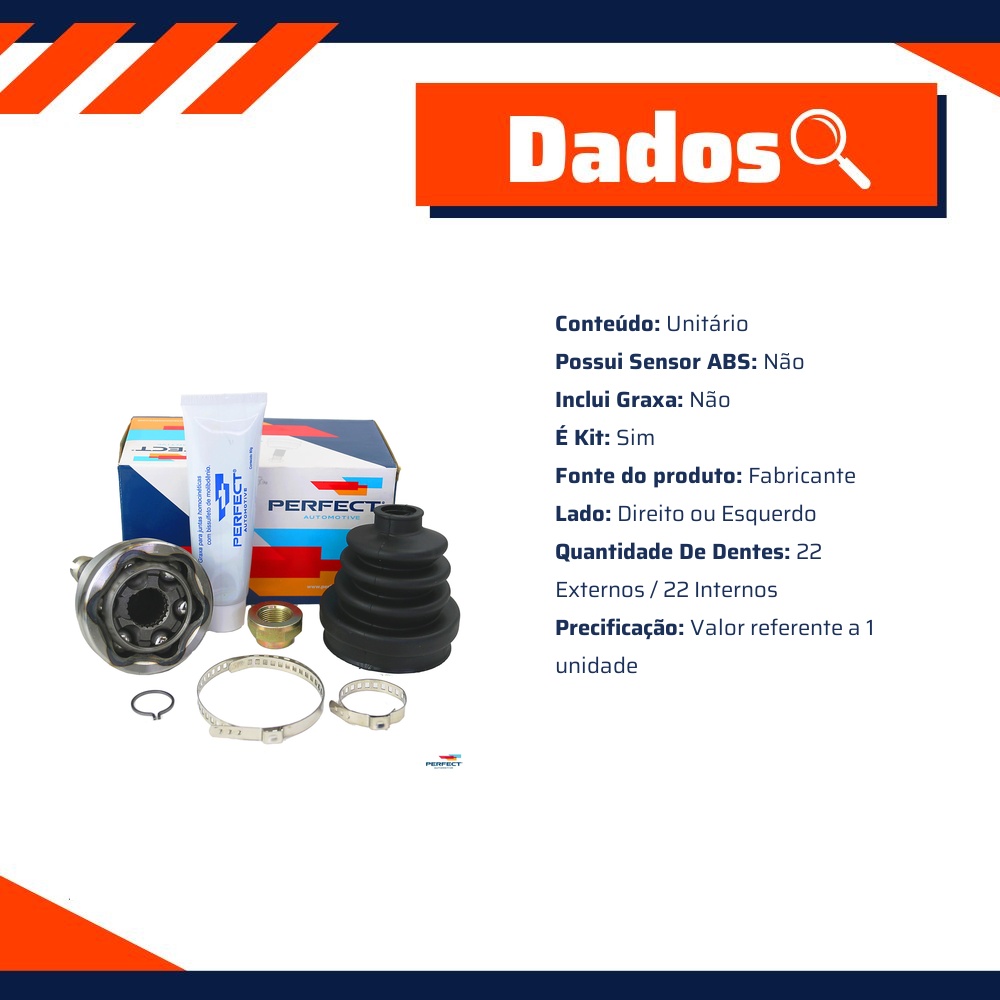 Kit Junta Homocinética para Fiat Strada - Perfect - KJH1619