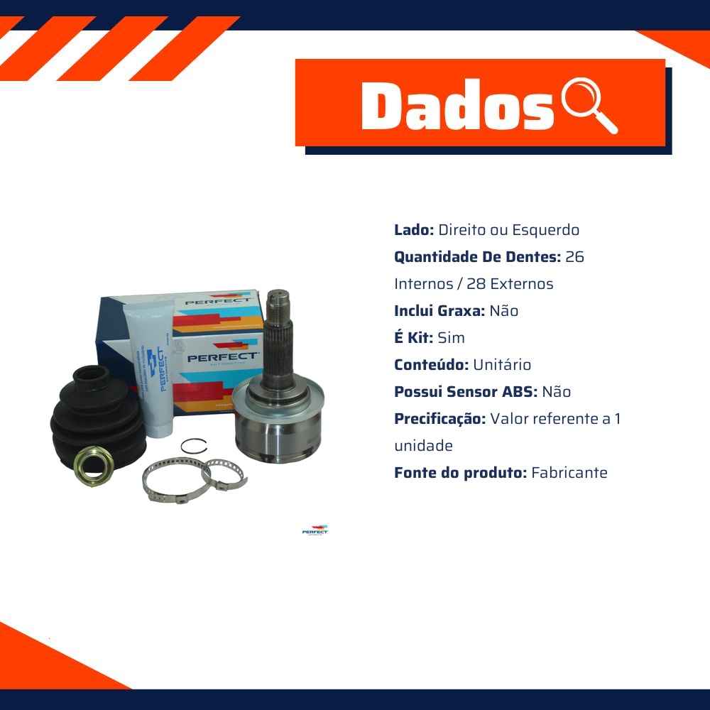 Kit Junta Homocinética para Ford Ranger - Perfect - KJH0206