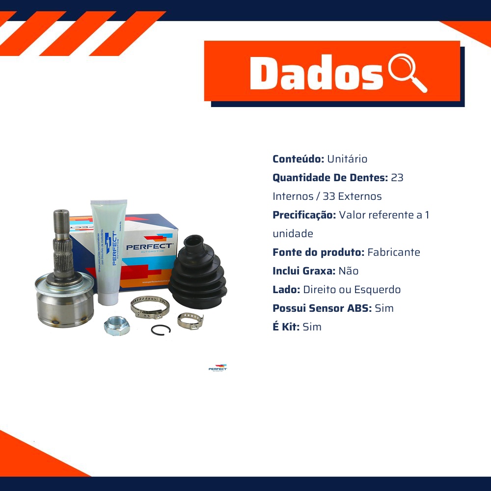 Kit Junta Homocinética para Chevrolet Cruze - Perfect - KJH0335