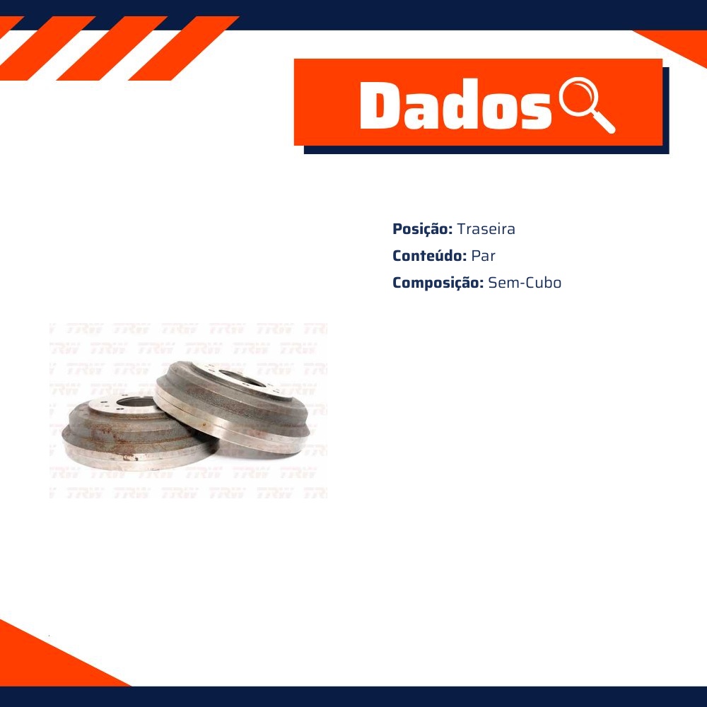 Par Tambor de Freio para Mitsubishi L200 - TRW - RPTA02110
