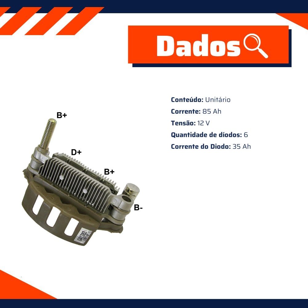 Retificador do Alternador - Gauss - GA1382