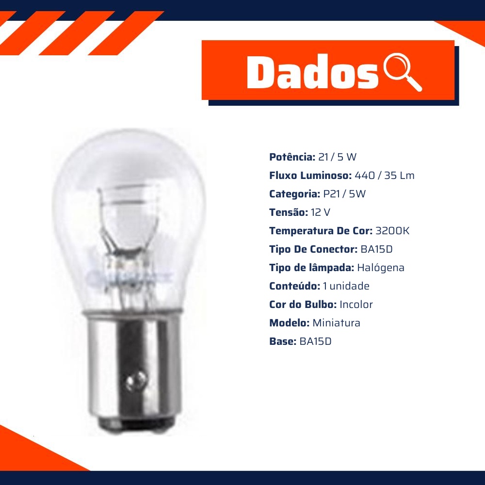 10 Lâmpadas 21/5W 12V - Gauss - GL1176