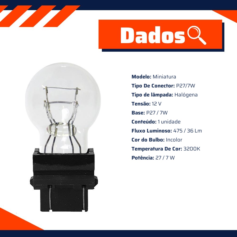 Lâmpada 27/7W 12V - Gauss - GL3157