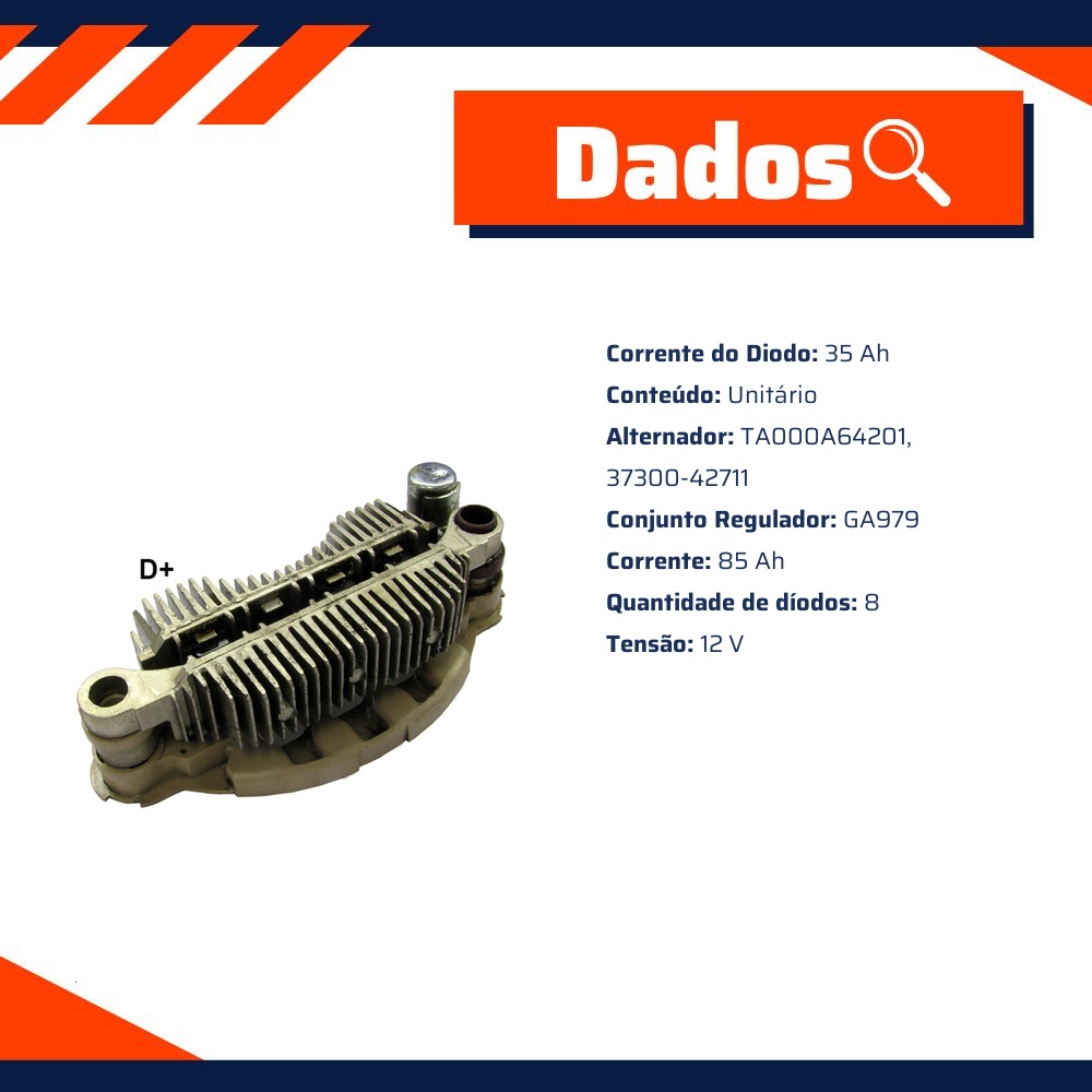 Ponte Retificadora 12V para Hyundai HR - Gauss - GA1879