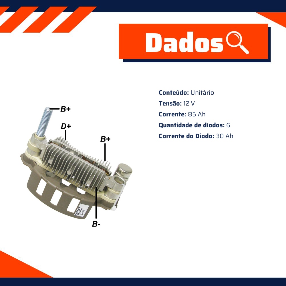 Ponte Retificadora 12V para Mitsubishi Galant e L200 - Gauss - GA1387