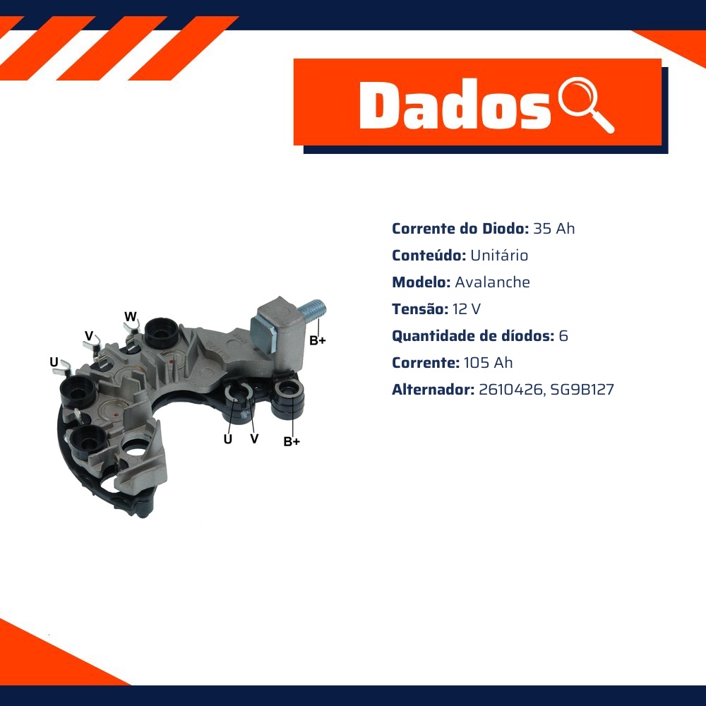 Retificador do Alternador - Gauss - GA1820