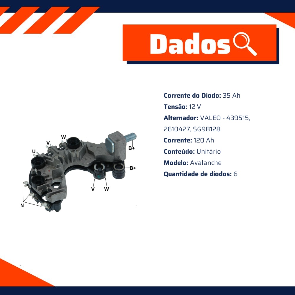 Retificador do Alternador - Gauss - GA1811