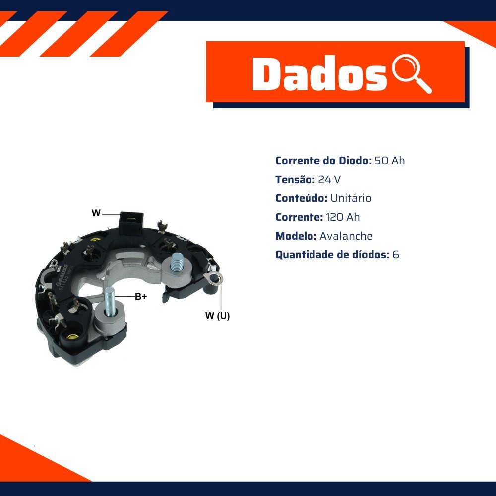 Retificador do Alternador - Gauss - GA1430