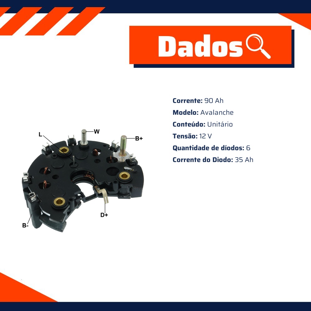 Retificador do Alternador - Gauss - GA1584