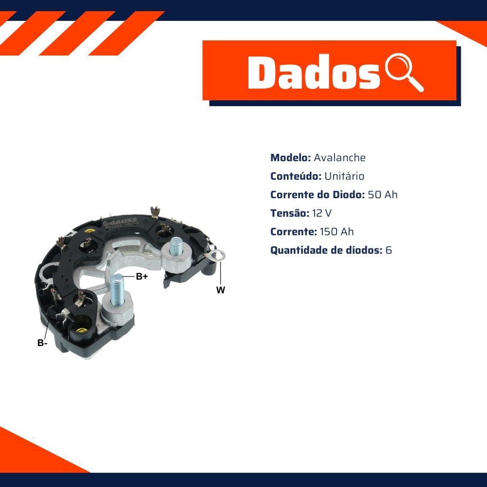 Retificador do Alternador - Gauss - GA1421