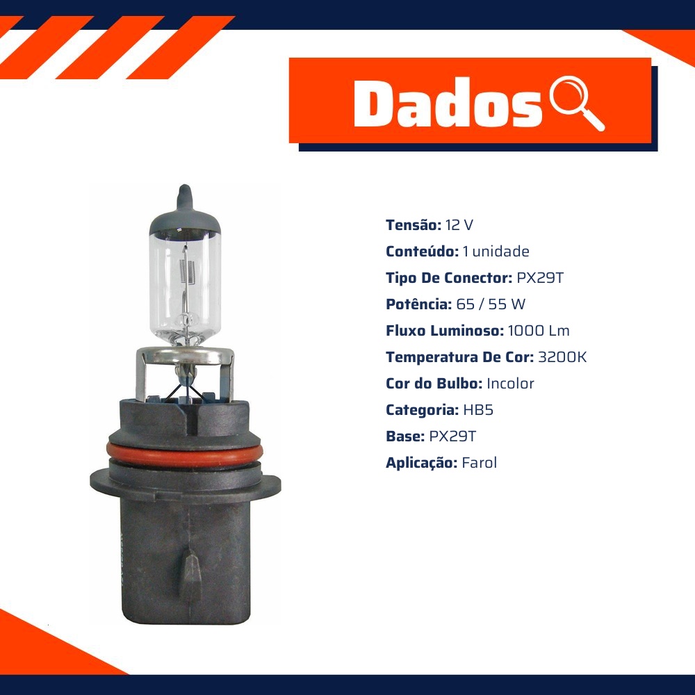 Lâmpada HB5 65/55W 12V - Gauss - GL39 HB5