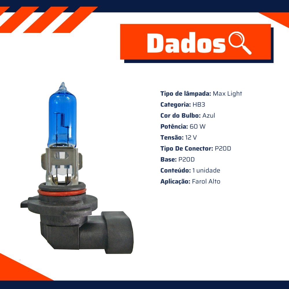 Lâmpada HB3 60W 12V MaxLight - Gauss - GL32 HB3