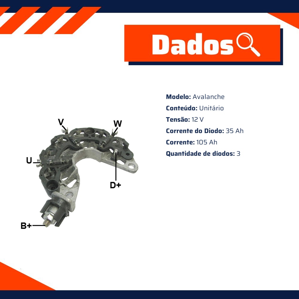 Ponte Retificadora 12V Avalanche para Chery FACE e QQ - Gauss - GA1603