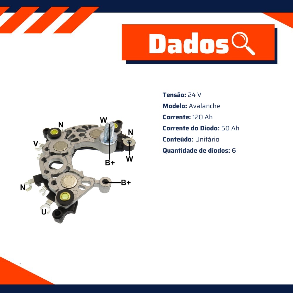 Retificador do Alternador - Gauss - GA1413
