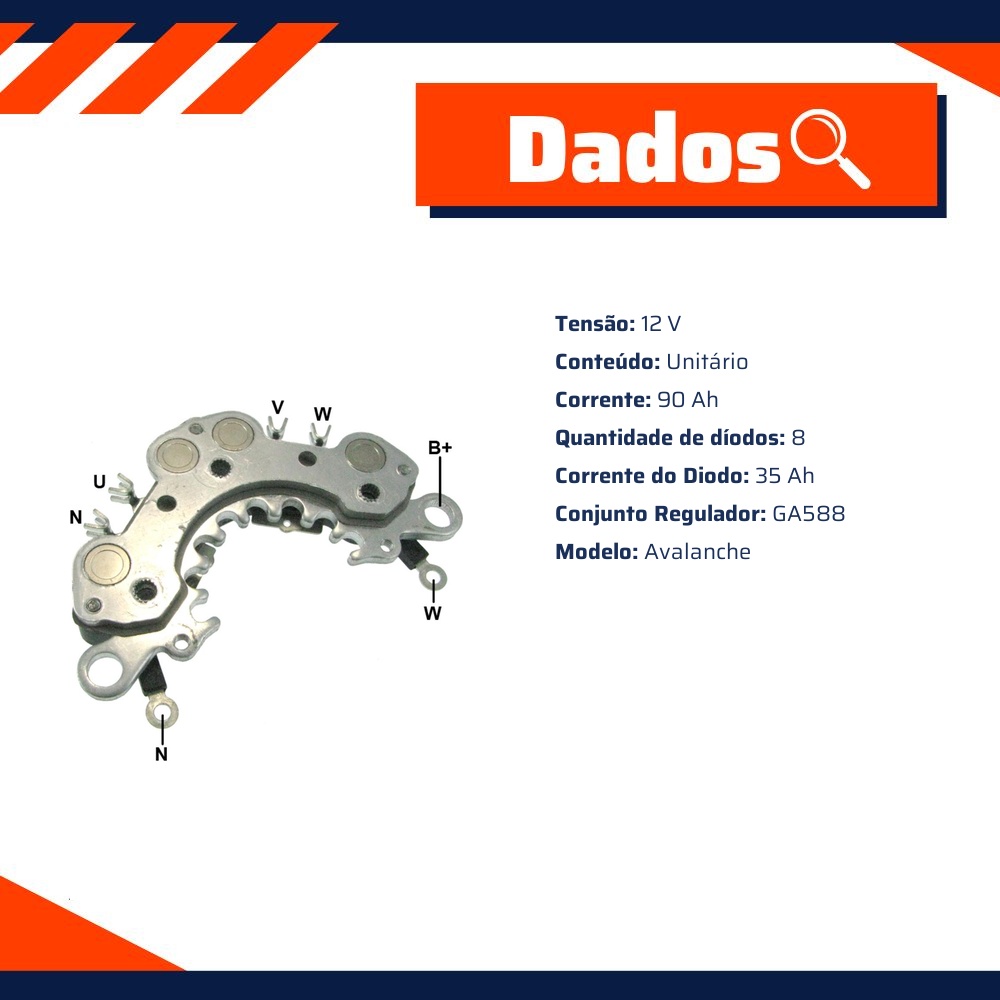 Retificador do Alternador - Gauss - GA1597