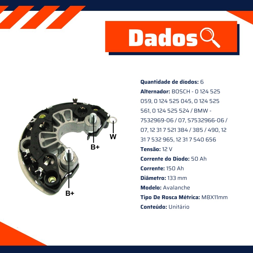 Retificador do Alternador - Gauss - GA1437