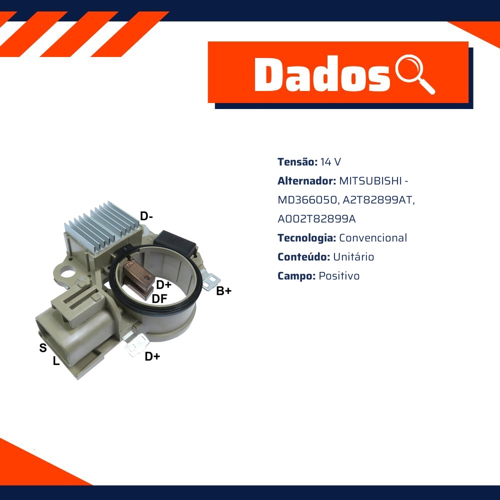 Regulador de Voltagem 14V para Mitsubishi L200 e Pajero - Gauss - GA767