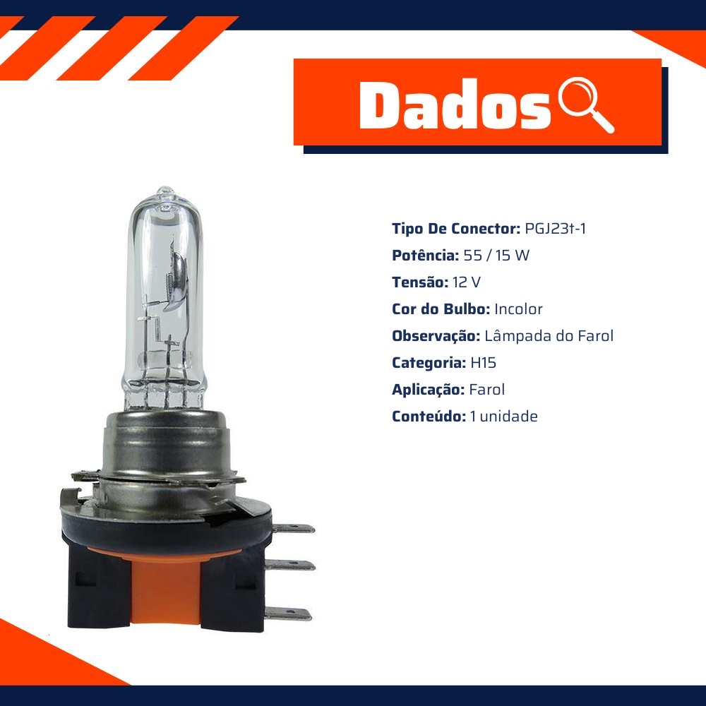 Lâmpada H15 55/15W 12V - Gauss - GL114 H15