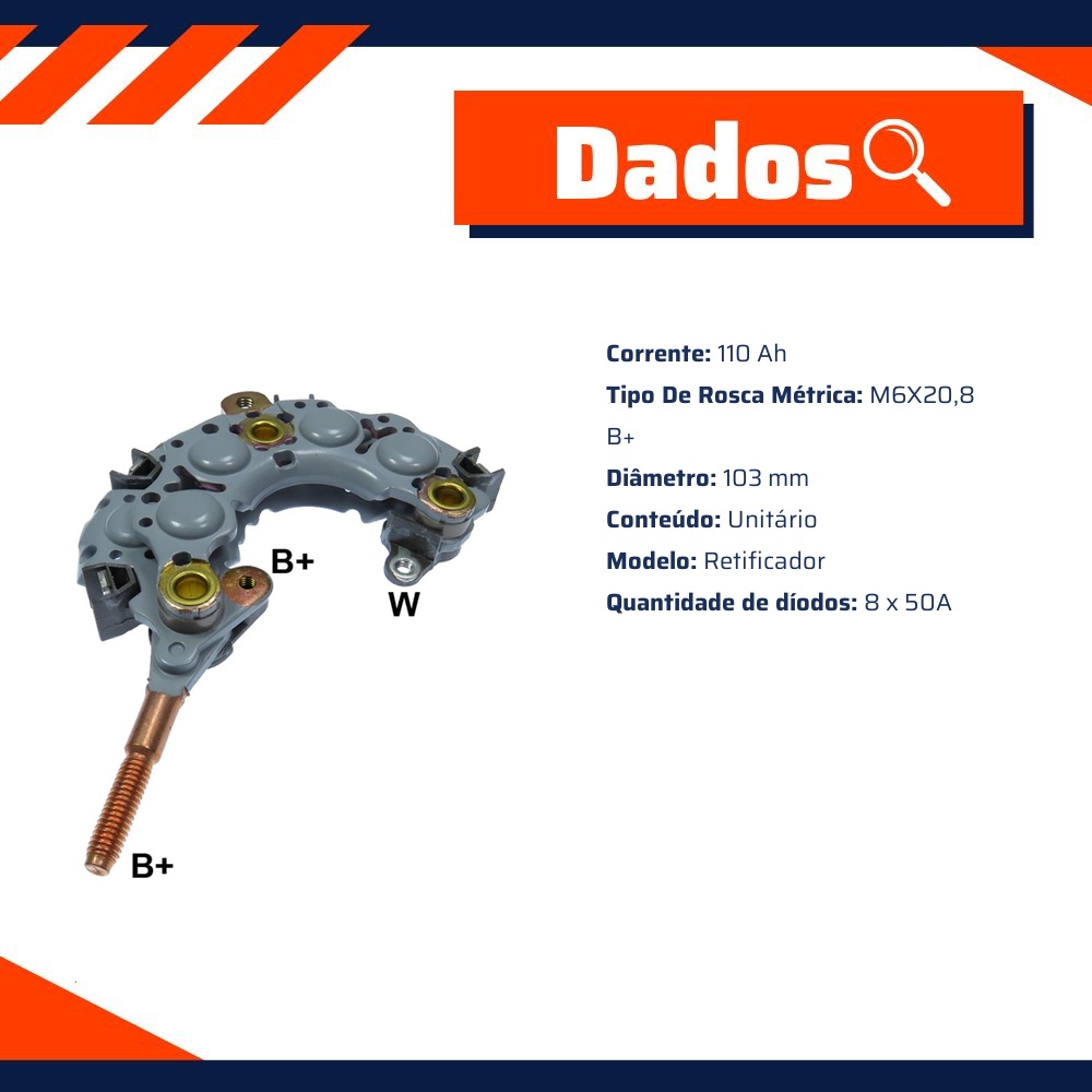 Retificador do Alternador - Gauss - GA1263