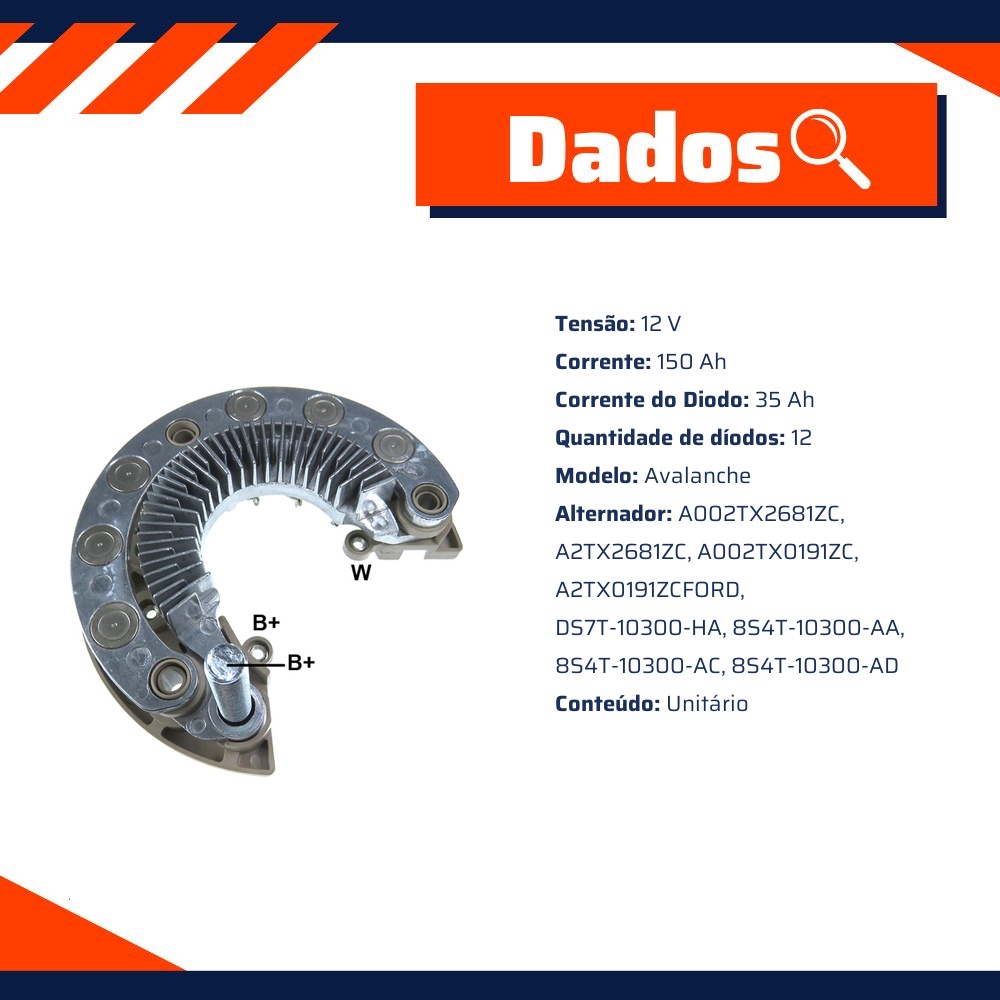Retificador do Alternador - Gauss - GA1323