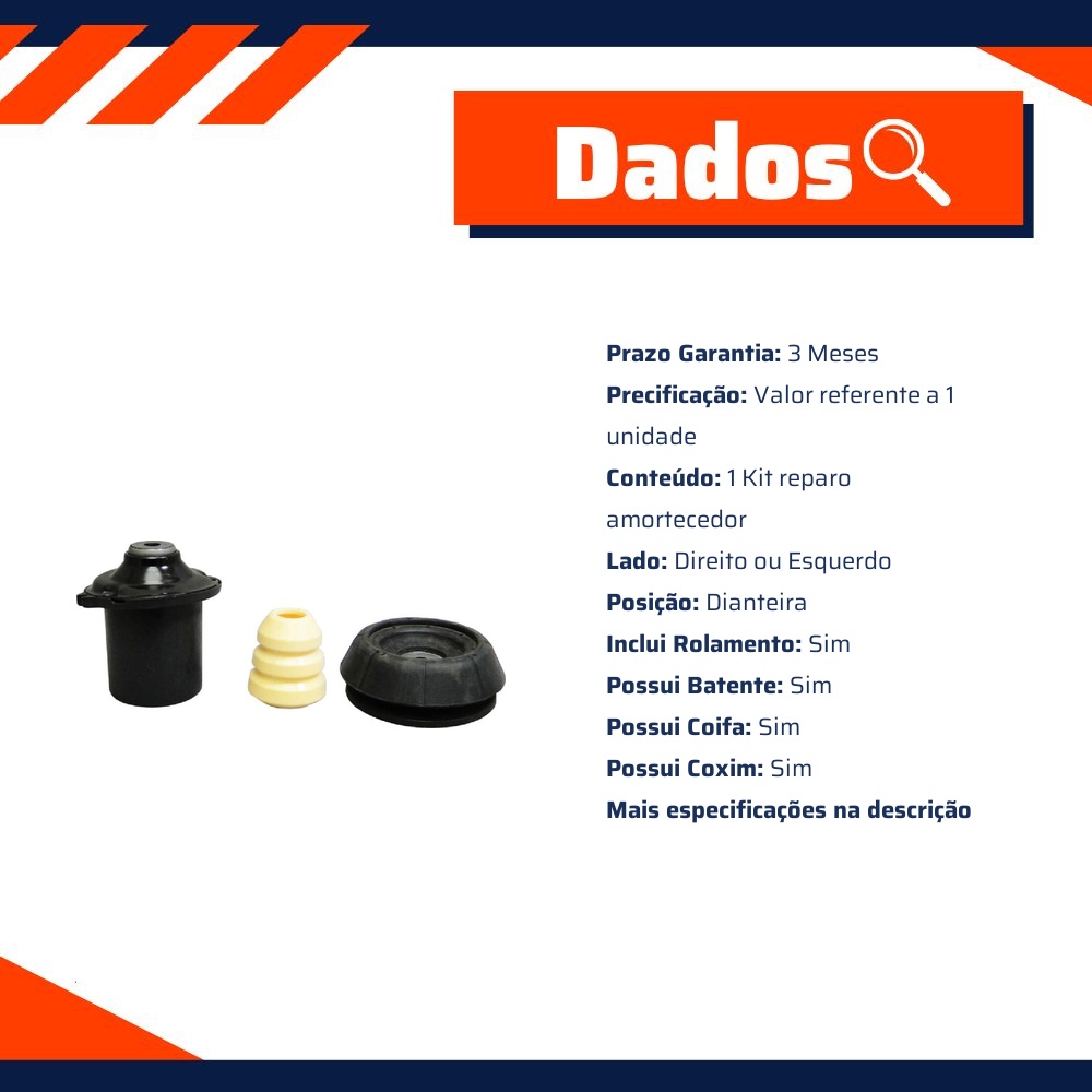 Kit Reparo Amortecedor Dianteiro com Rolamento com Batente com Coifa com Coxim para Chevrolet Agile - Cofap - TKC04112