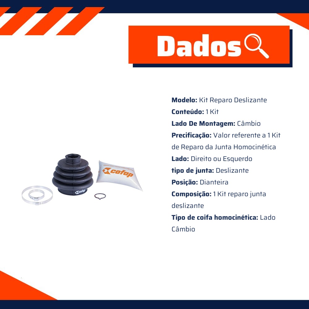 Kit Reparo Junta Deslizante Câmbio para Volkswagen Gol e Parati - Cofap - KJD01208