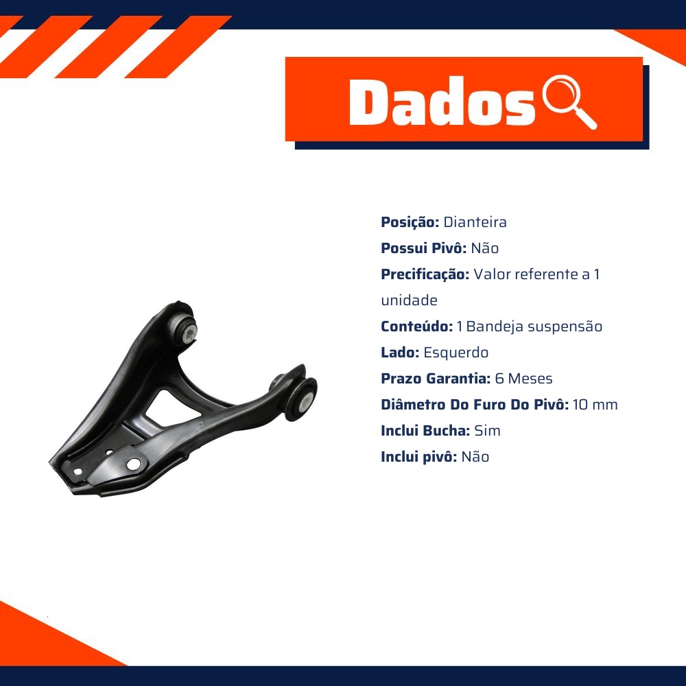 Bandeja Suspensão Dianteira Esquerda com Bucha para Renault CLIO e CLIO SEDAN - Cofap - BJC18007M