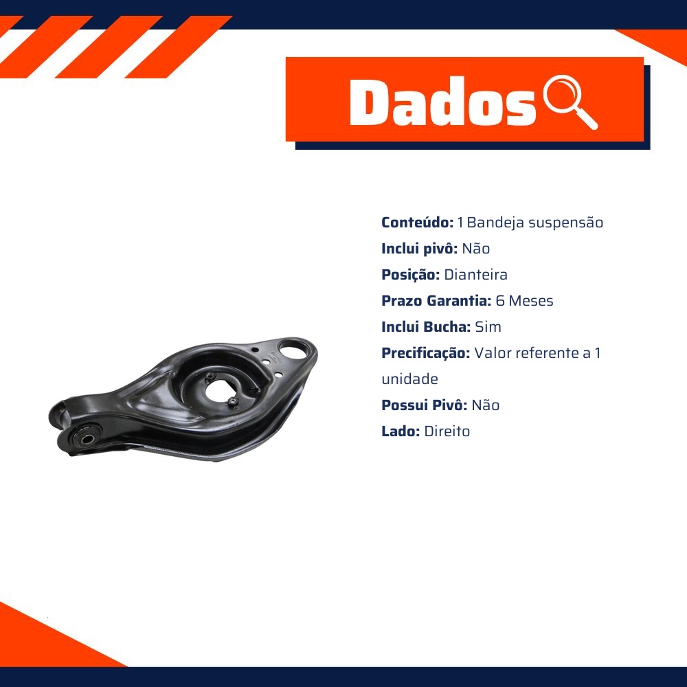 Bandeja Suspensão Dianteira Inferior Direita com Bucha para Chevrolet Caravan e Opala - Cofap - BJC04082M