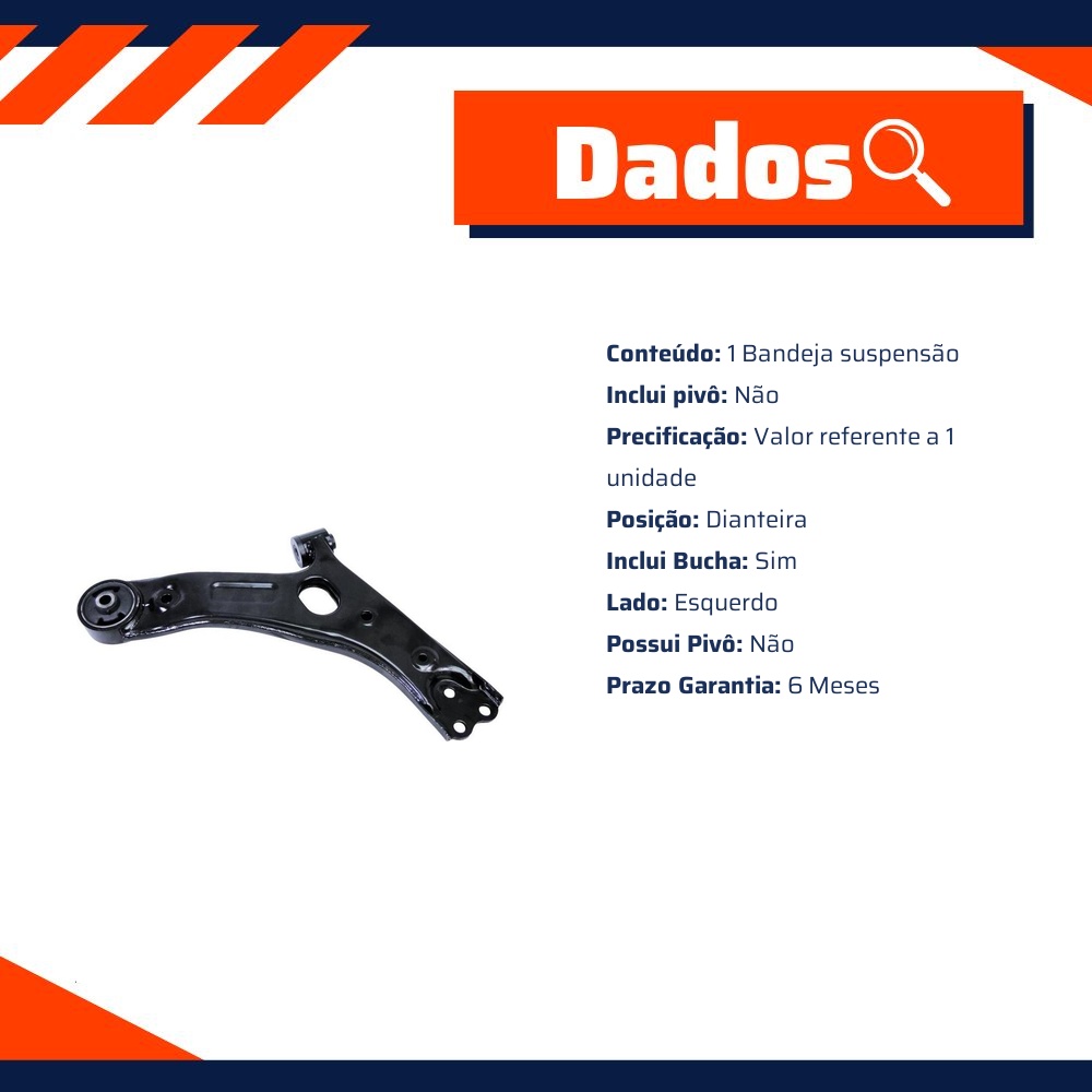 Bandeja Suspensão Dianteira Esquerda com Bucha para Hyundai IX35 e KIA Sportage - Cofap - BJC32007M