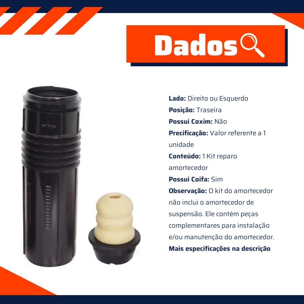 Kit Reparo Amortecedor Traseiro Direito ou Esquerdo com Batente com Coifa para Fiat Palio e Siena - Cofap - KSC03202S
