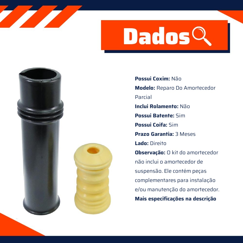 Kit Reparo Amortecedor Traseiro Direito Ou Esquerdo Com Batente Com Coifa - Cofap - KSC17113S