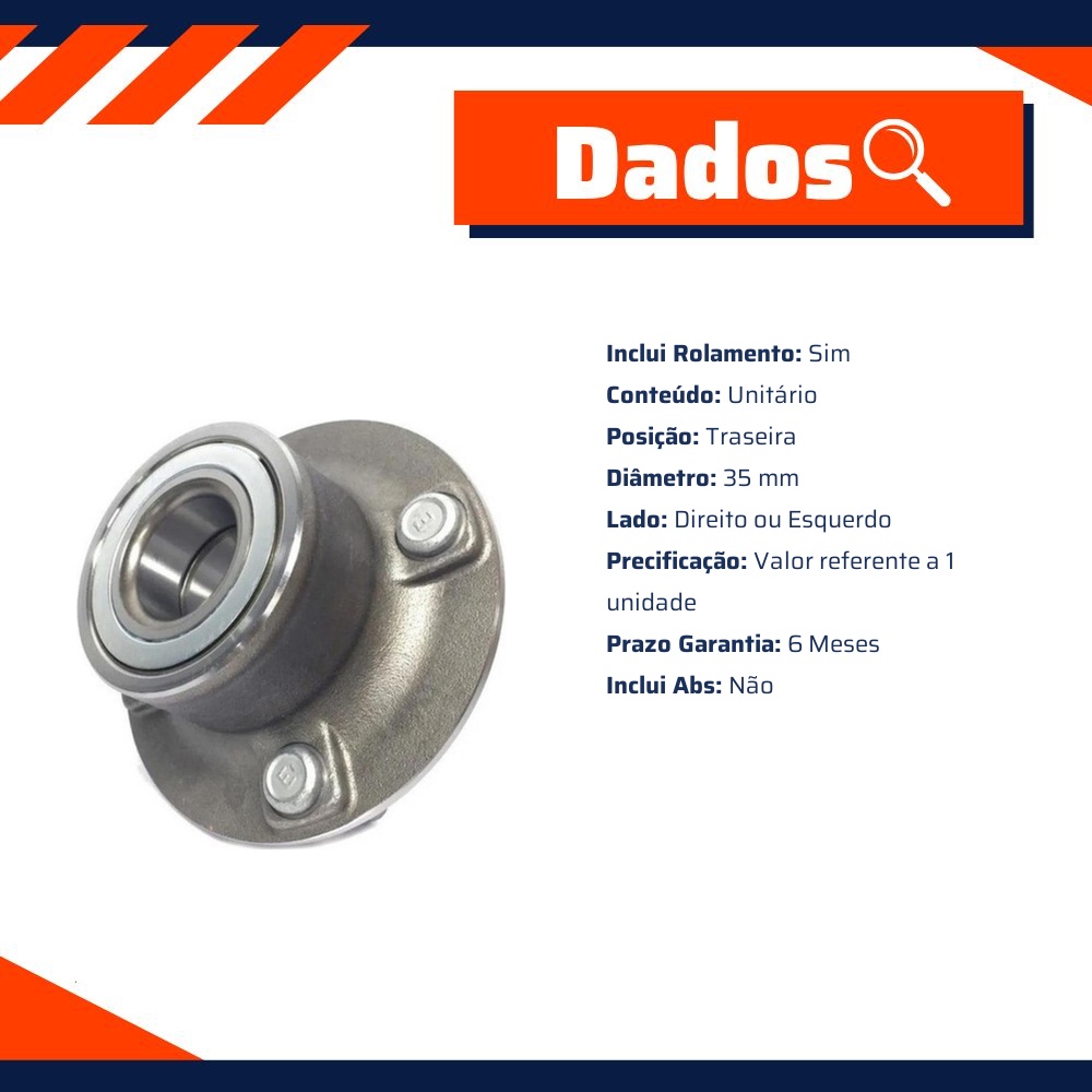 Cubo de Roda Traseiro com Rolamento sem ABS para Ford Courier e Mondeo - Cofap - CRC08007