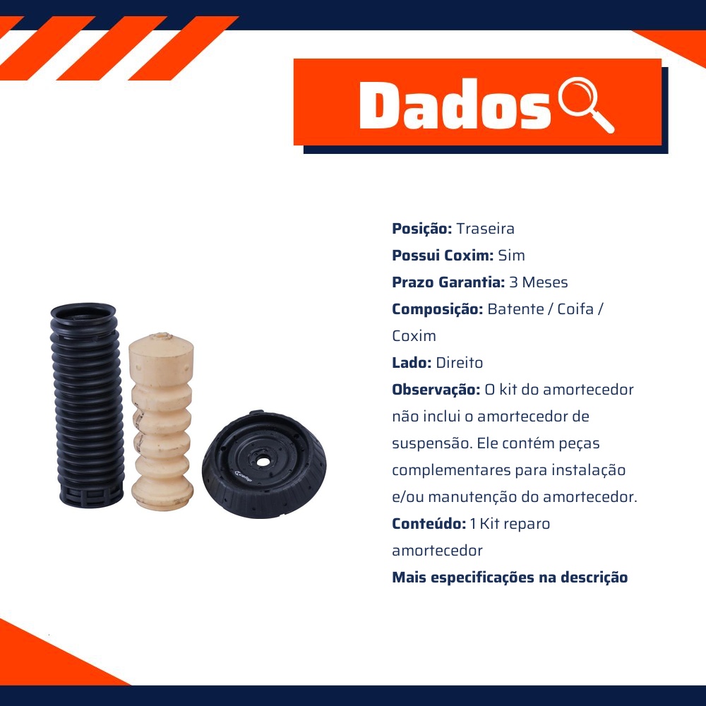 Kit Reparo Amortecedor Traseiro Direito ou Esquerdo com Coxim para Ford Ka - Cofap - TKC08116