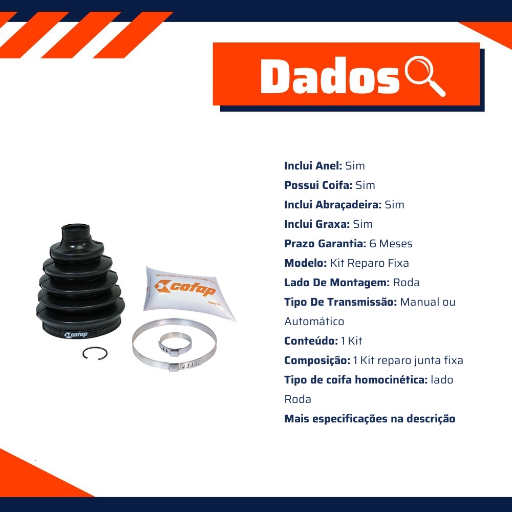 Kit Reparo Junta Fixa Dianteira Roda Automática / Manual Com Coifa - Cofap - KJH03232