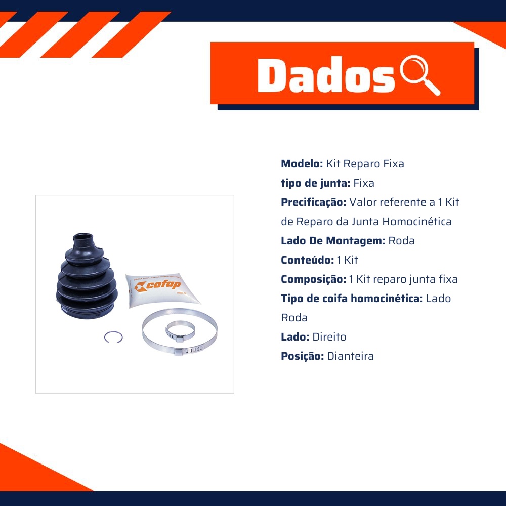 Kit Reparo Junta Fixa Roda Chevrolet Agile - Cofap - KJH04204