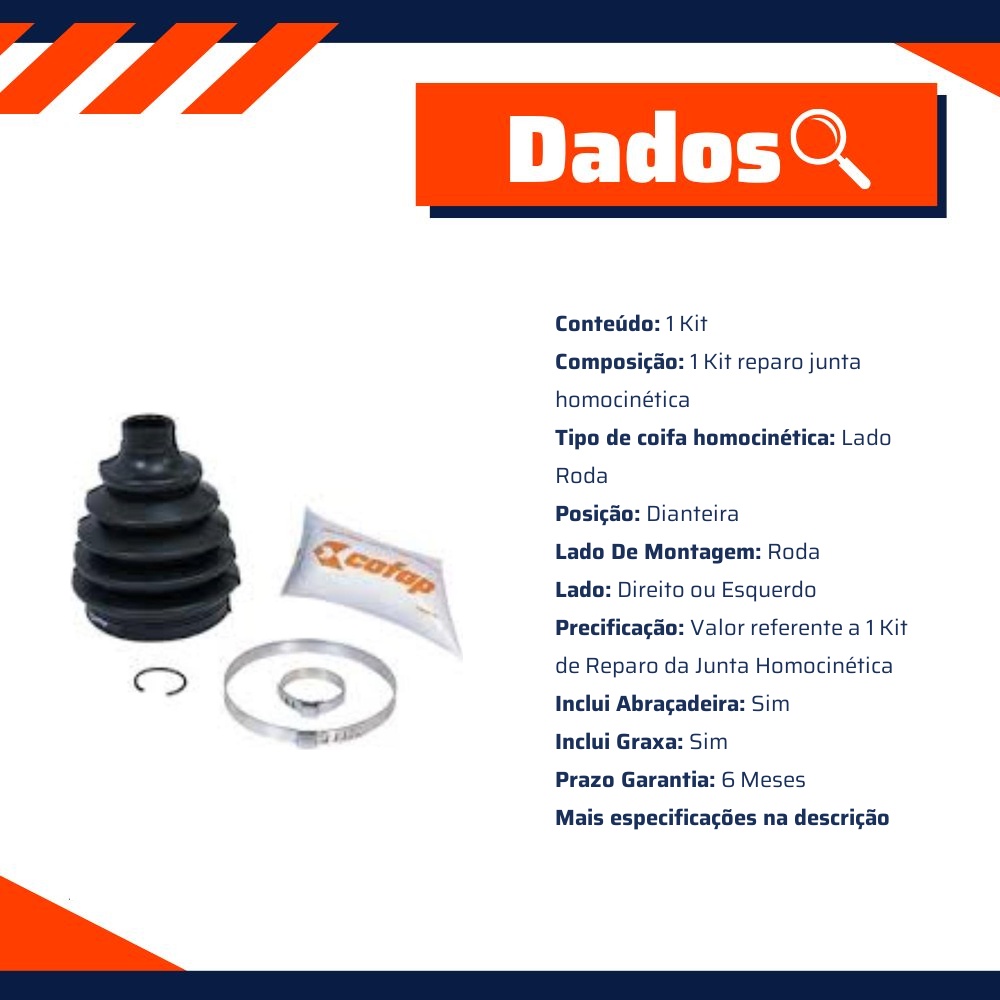 Kit Reparo Junta Homocinética Dianteira com Coifa para Fiat Idea - Cofap - KJH03209