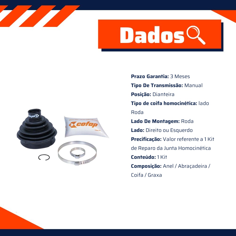 Kit Reparo Junta Homocinética Dianteira Roda Manual - Cofap - KJH03210