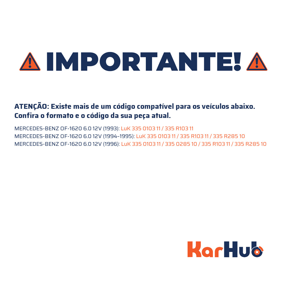 Disco de Embreagem para Mercedes-Benz OF-1620 - LuK - 335 0103 11