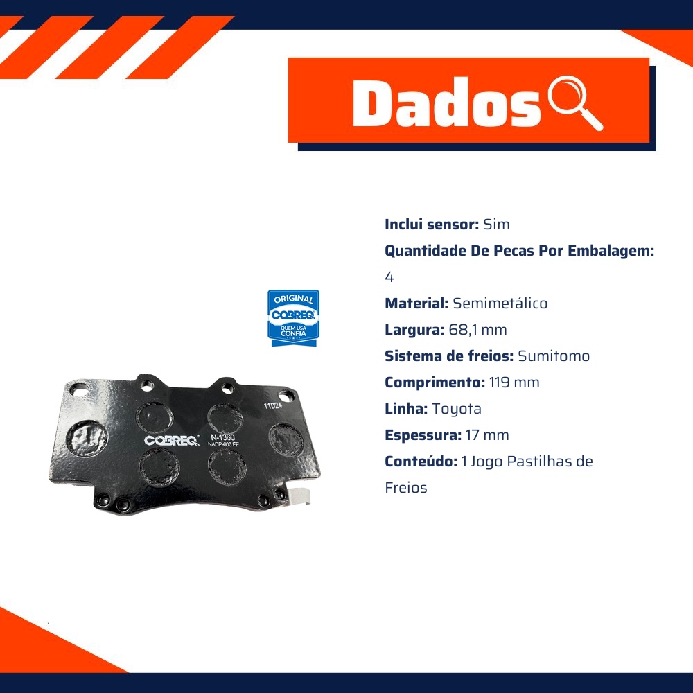 Pastilha de Freio Dianteira para Toyota Hilux - Cobreq - N-1360