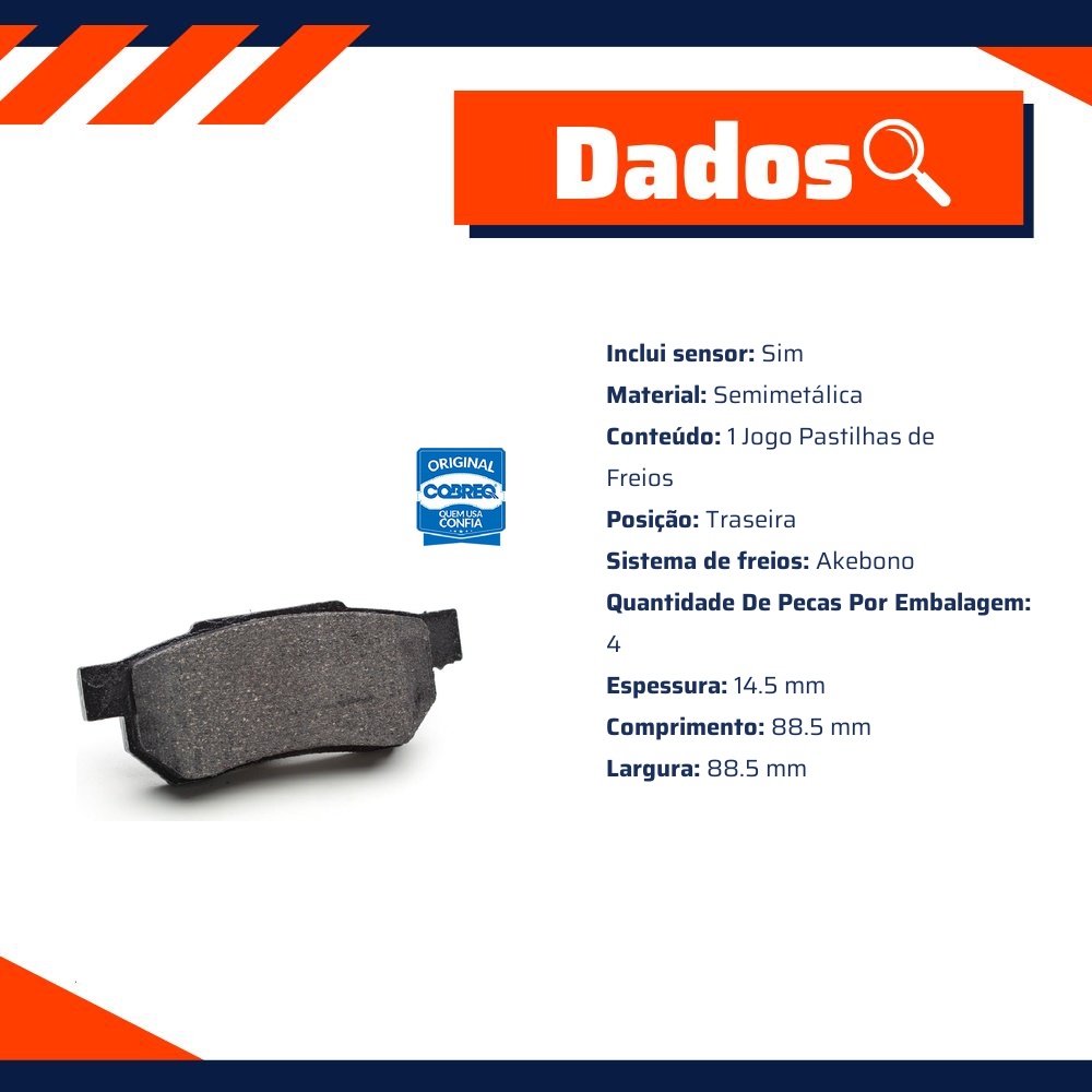 Pastilha de Freio Traseira para Honda Civic e FIT - Cobreq - N-1396