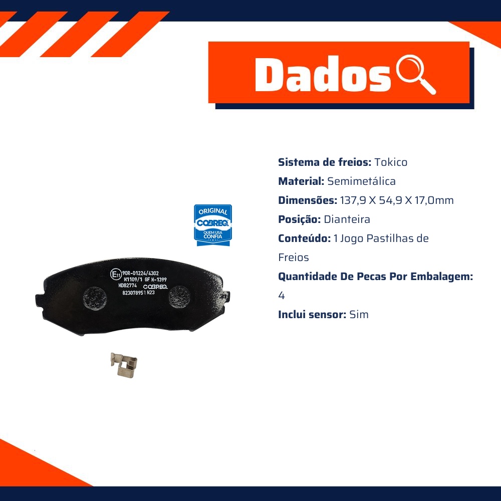 Pastilha de Freio Dianteira para Suzuki Grand Vitara e Vitara - Cobreq - N-1399