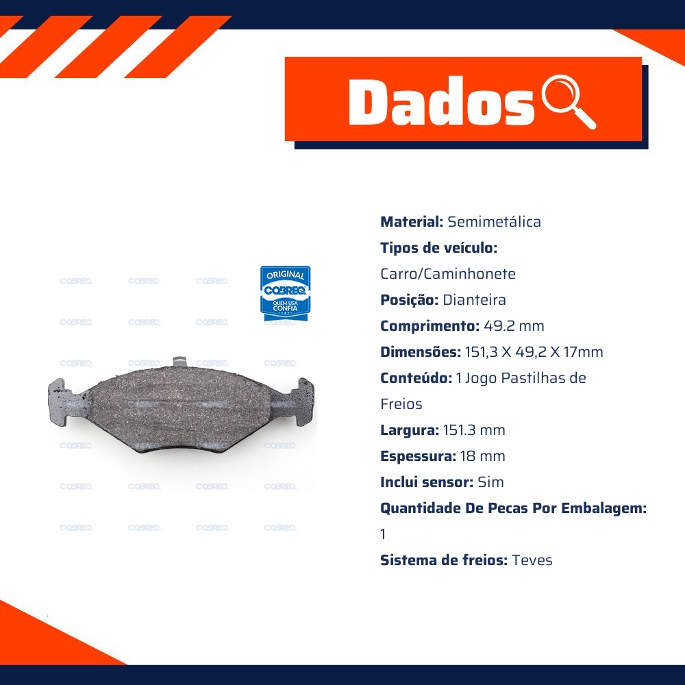 Pastilha de Freio Dianteira para Fiat Fiorino e Uno - Cobreq - N-544
