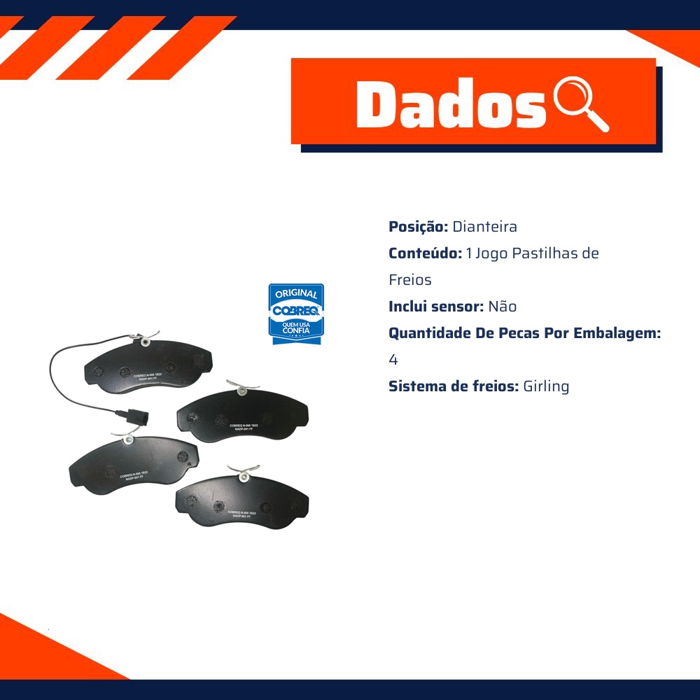 Pastilha de Freio Dianteira para Fiat Ducato - Cobreq - N-566