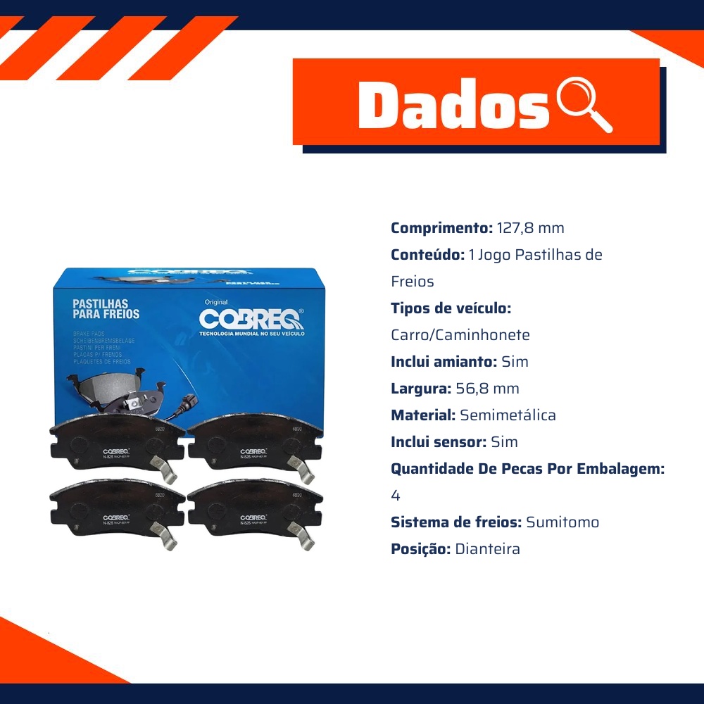 Pastilha de Freio Dianteira para Mitsubishi L200 e L300 - Cobreq - N-826