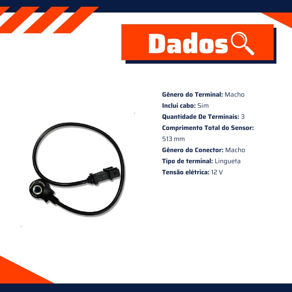 Sensor de Detonação para Volkswagen Gol e Parati - Delphi - AS10155