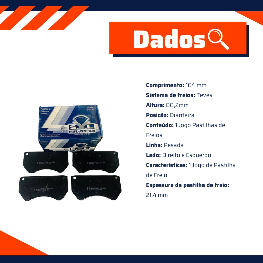 Jogo de Pastilhas de Freio Dianteira para GMC 6-100 e 6-150 - Syl - 1090