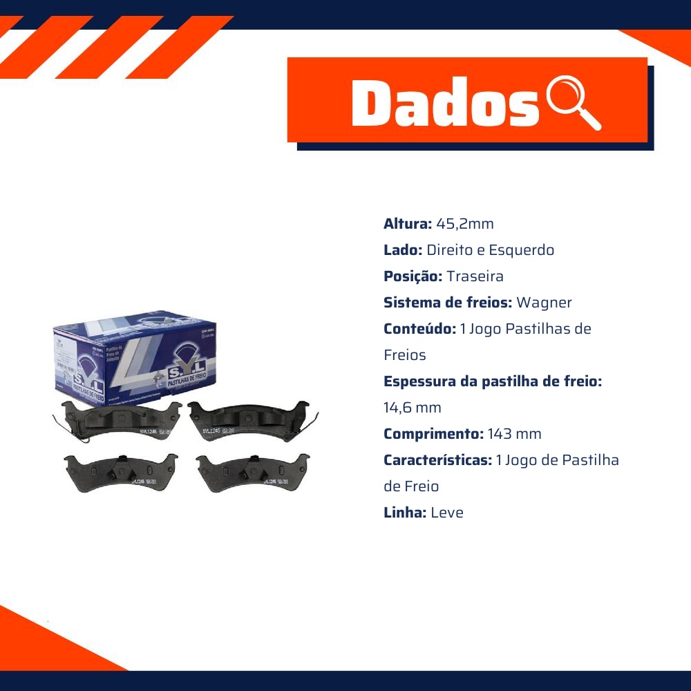 Jogo de Pastilhas de Freio Traseira para Ford Explorer - Syl - 1245